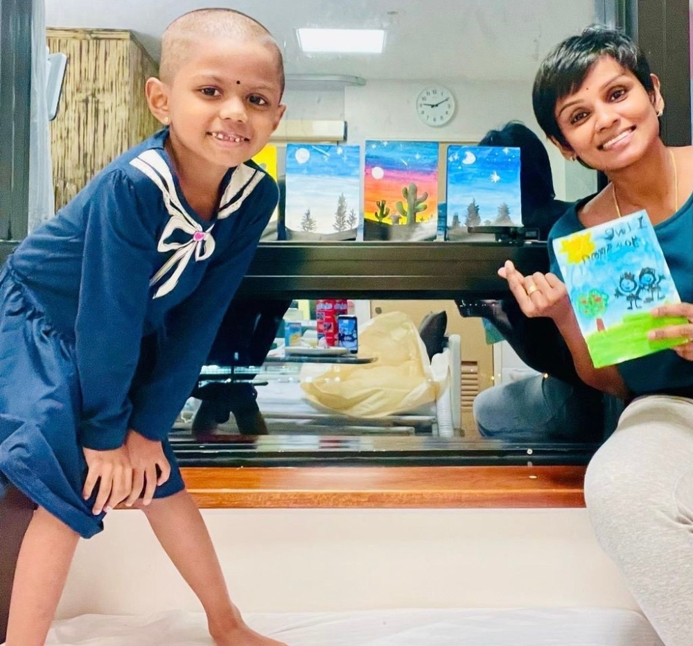 Lavaniyah held an online auction of Mahiyaa’s artworks on social media and raised close to RM2,500 for CCAM. — Picture courtesy of Lavaniyah Ganapathy