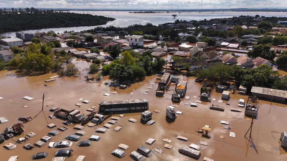 Aerial view of floods in Eldorado do Sul, Rio Grande do Sul state, Brazil, taken on May 9, 2024. — AFP pic