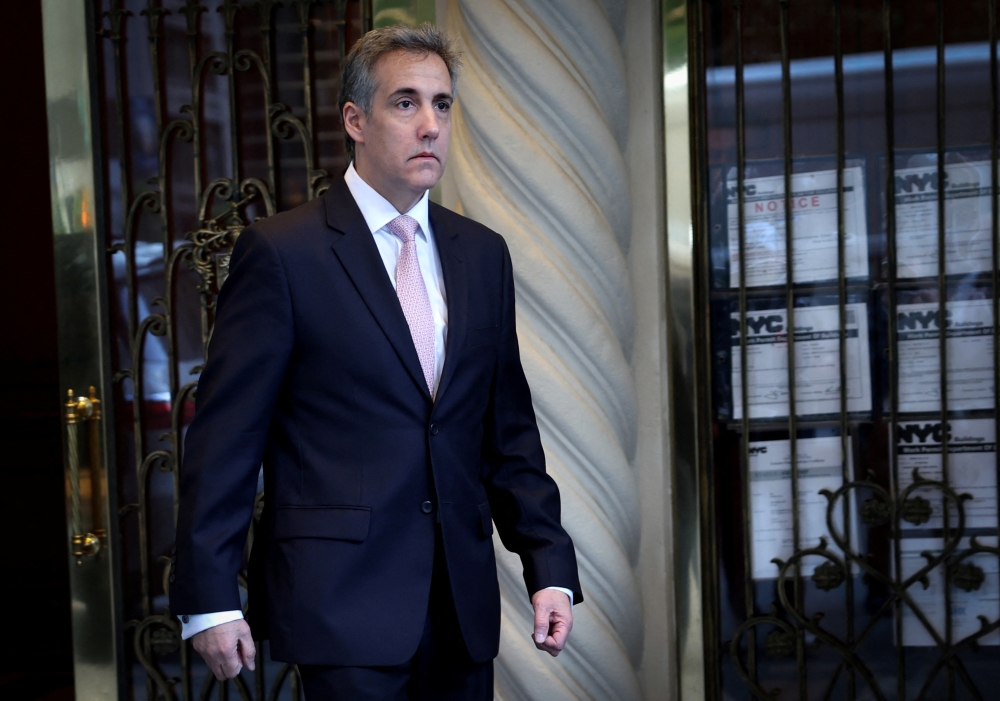 Michael Cohen in 2018 pleaded guilty to violating federal campaign finance law with the payment to Daniels. He testified that Trump directed him to make the payment. Prosecutors in that federal case never charged Trump with a crime. — Reuters pic