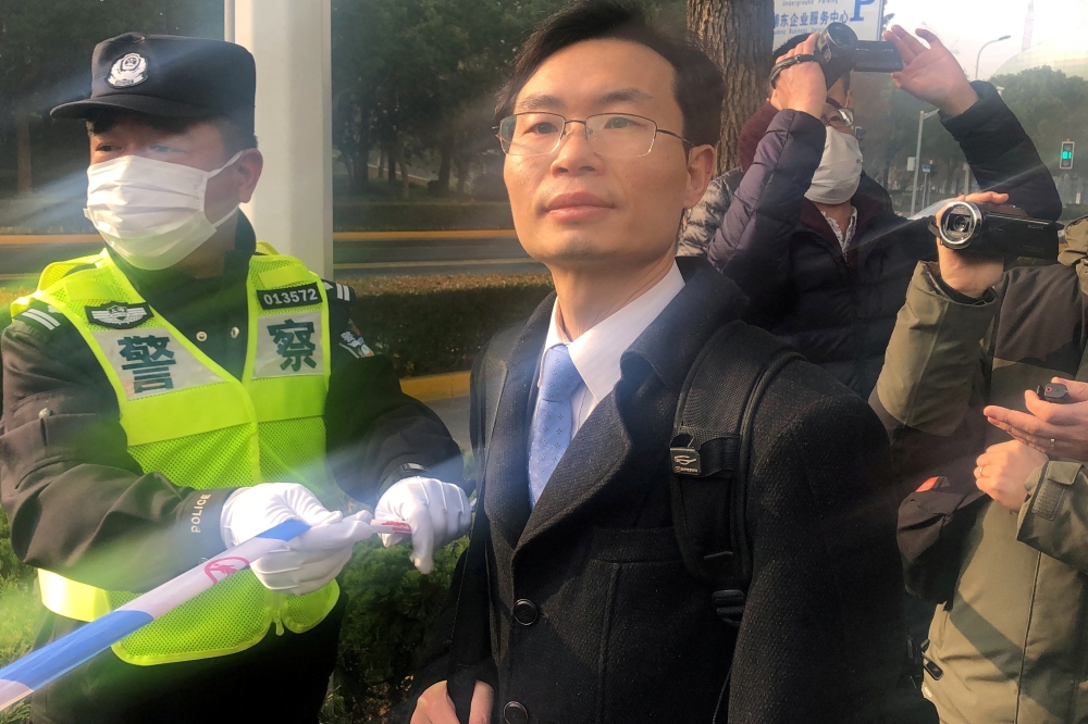 Lawyer Zhang Keke arrives to Shanghai Pudong New Area People's Court before the trial of citizen-journalist Zhang Zhan, who reported from Wuhan during the peak of the coronavirus disease (Covid-19) outbreak, in Shanghai, China December 28, 2020. — Reuters pic