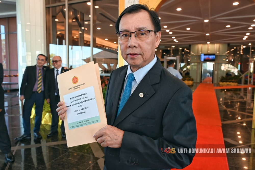Food Industries, Commodities and Regional Minister Datuk Seri Stephen Rundie Utom says that the Paddy and Rice Board will coordinate strategic initiatives, May 14, 2024. — Picture by the Sarawak Public Communications Unit