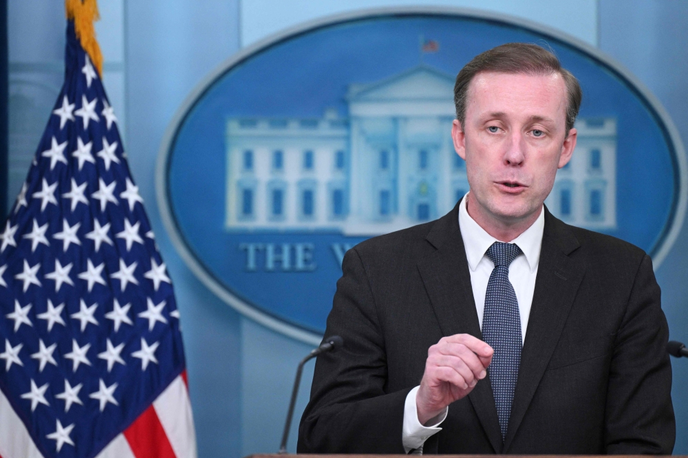 White House national security adviser Jake Sullivan told reporters on Monday that the US would continue to provide the military assistance provided in a US$26 billion supplemental funding bill passed last month. — AFP pic