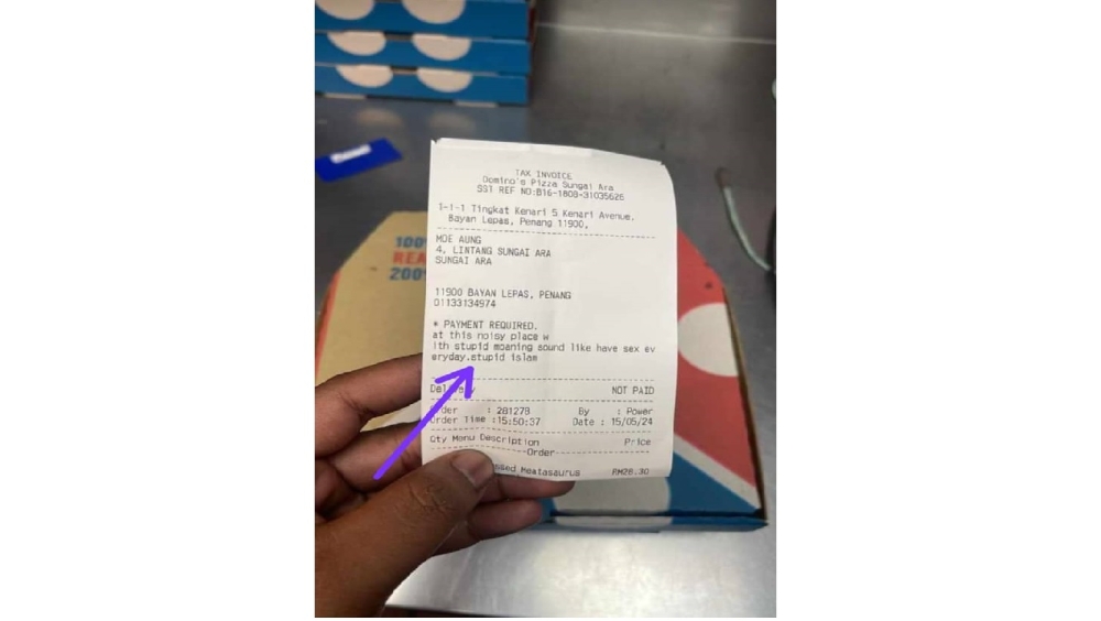 Picture of the receipt as shared by the X user is attached — Picture shared by a user on X