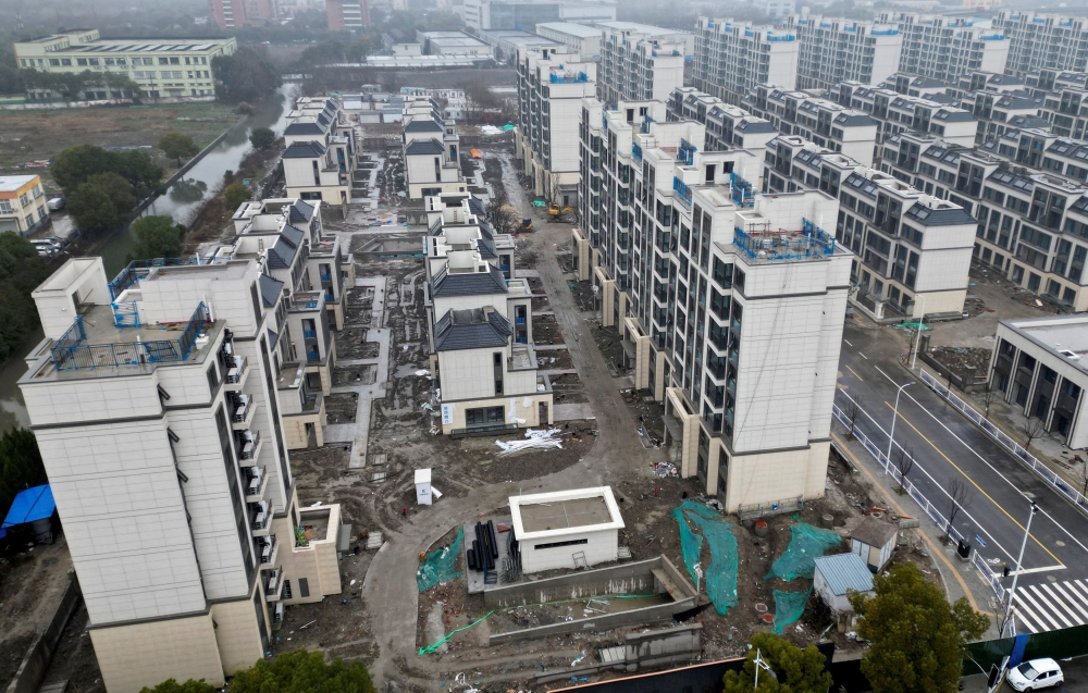 A drone view of an under-construction residential development by Country Garden in Shanghai February 29, 2024. — Reuters pic  