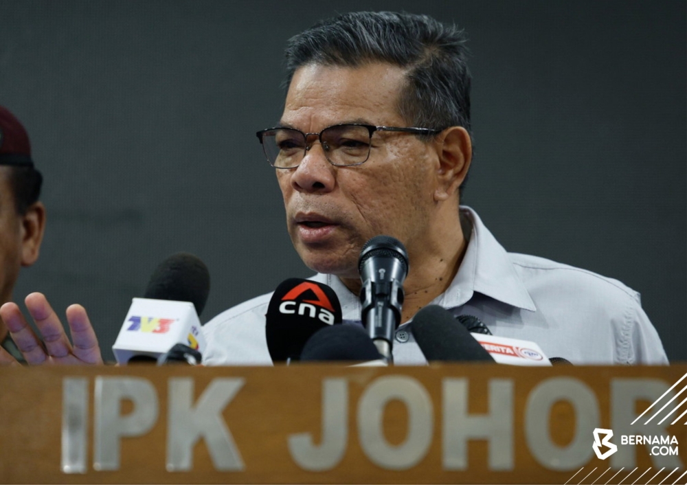 Home Minister Datuk Seri Saifuddin Nasution Ismail speaks during a press conference in Johor Baru May 18, 2024. — Bernama pic