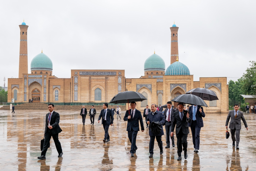 Prime Minister Datuk Seri Anwar Ibrahim visits the Hazrati Imam Complex in Tashkent May 18, 2024. — Bernama pic
