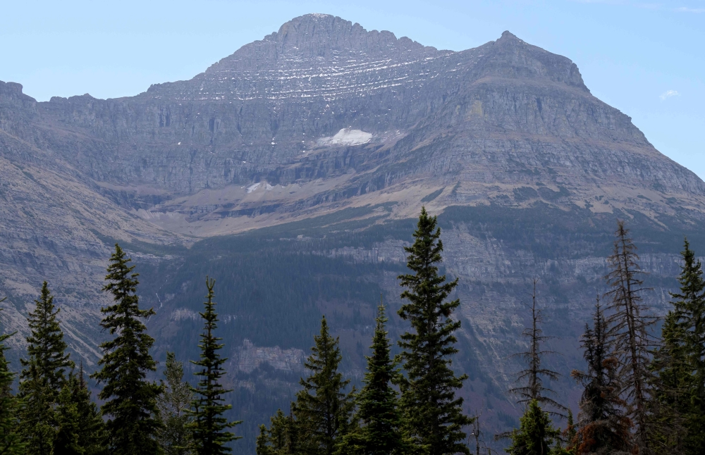 The remains of Red Eagle Glacier, which has shrunk 88% from 133 acres (54 hectares) down to 16 acres (6.5 hectares) as of 2015, viewed from the Jackson Glacier Overlook in Glacier National Park, Montana, on October 20, 2023. — AFP pic