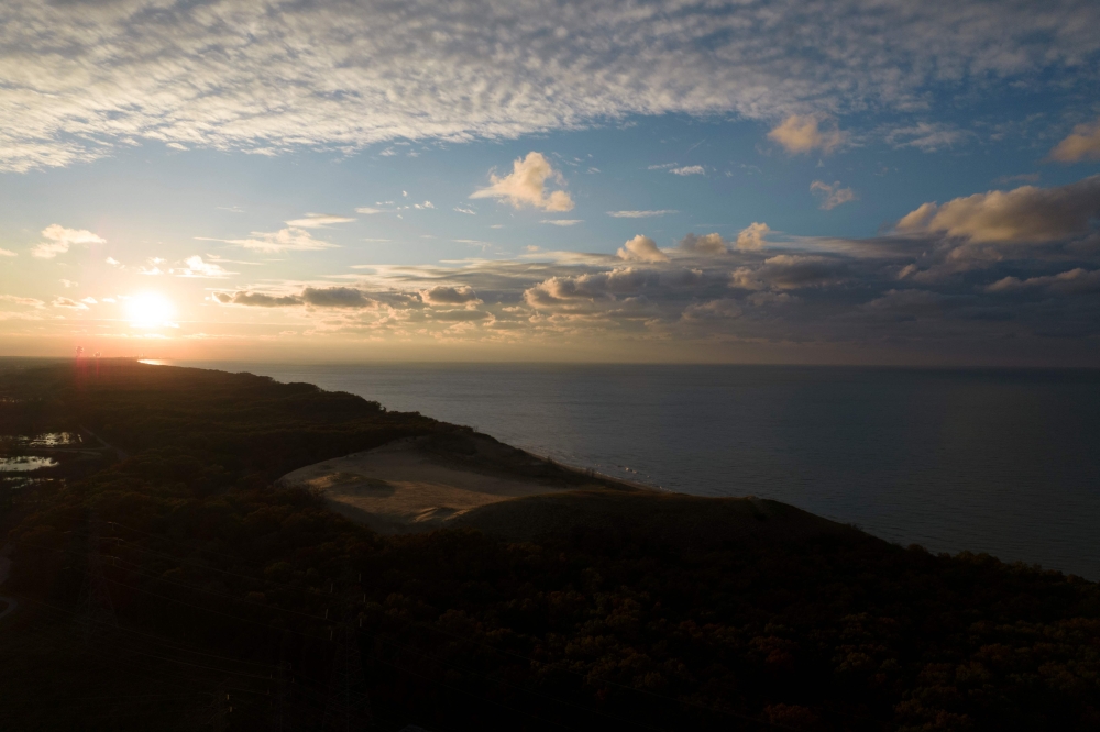 This aerial photo shows Mount Baldy in Indiana Dunes National Park on November 1, 2023. — AFP pic
