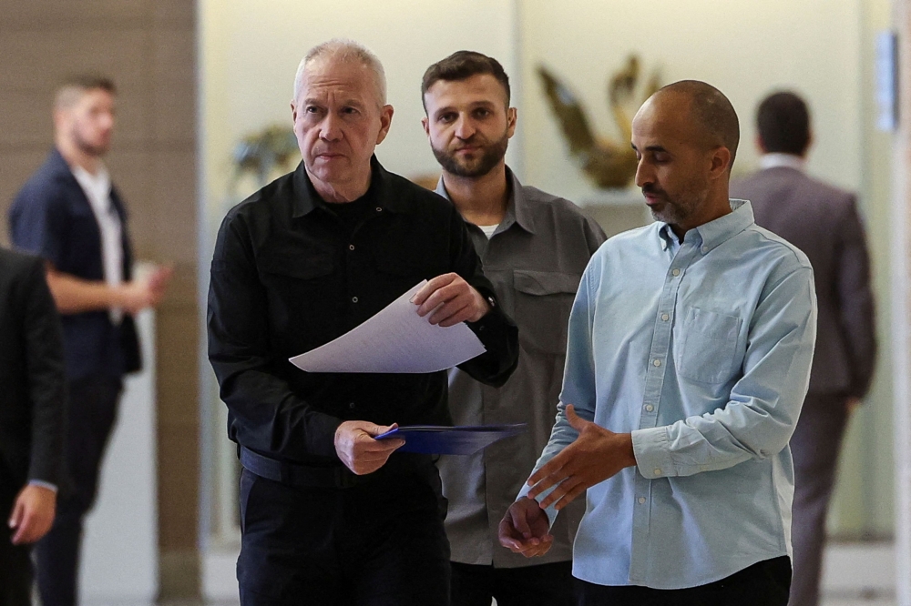 Israeli Defence Minister Yoav Gallant arrives to his Likud party faction meeting at the Knesset, Israel's parliament, in Jerusalem May 20, 2024. — Reuters pic