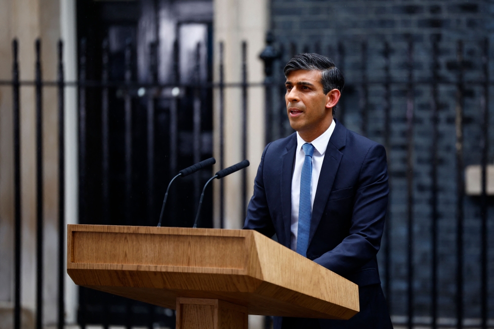 UK Prime Minister Rishi Sunak yesterday set a general election date for July 4, ending months of speculation but not the doom-laden forecasts about the size of the government’s expected defeat. — AFP pic