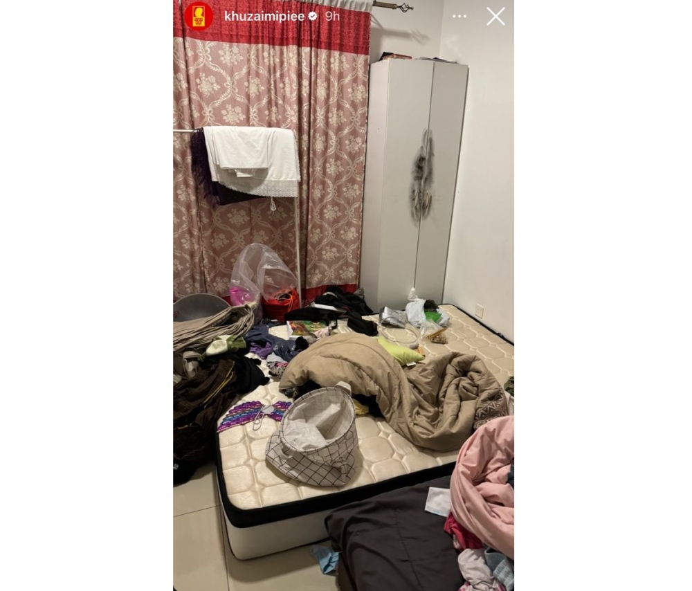 In a post on Instagram early today, Ahmad Khuzaimi said burglars took away his motorcycle, four sling bags and his passport. ― Picture via Instagram/khuzaimipiee