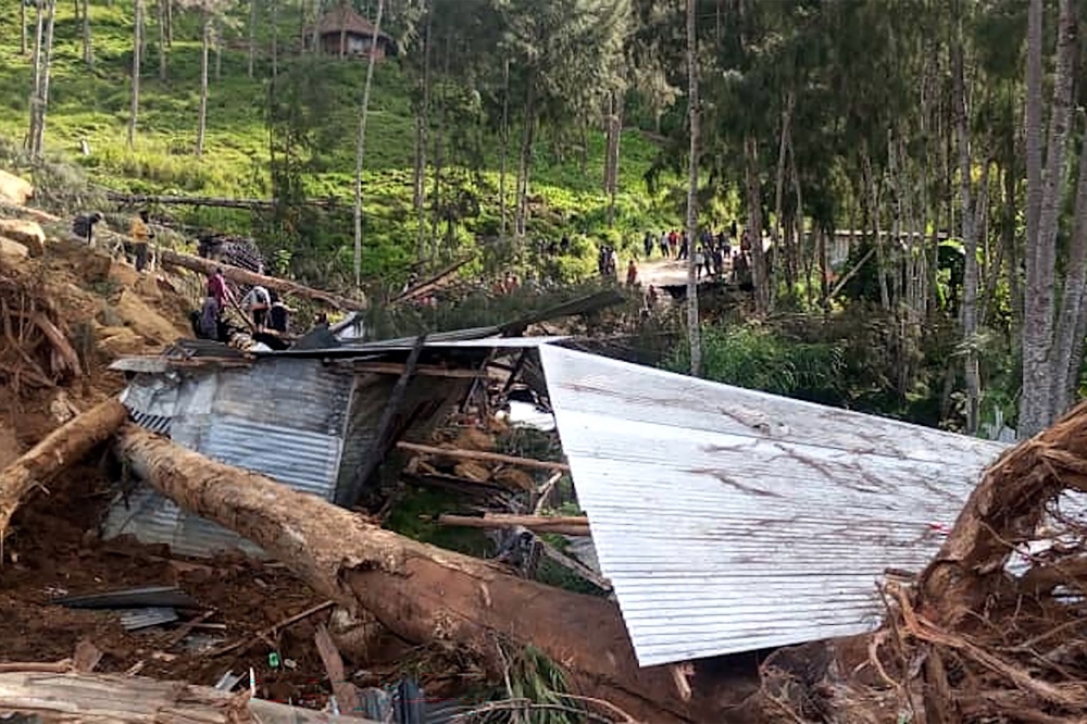 This picture shows a demolished house at the site of a landslide at Yambali Village in the region of Maip Mulitaka, in Papua New Guinea's Enga Province on May 25, 2024. ― AFP pic
