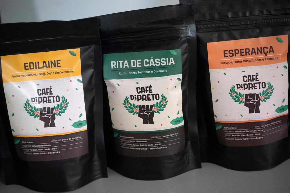 This picture taken on April 30, 2024 shows packets of coffee produced by the coffee company Cafe Di Preto in Nova Iguacu, a suburb of Rio de Janeiro. — AFP pic