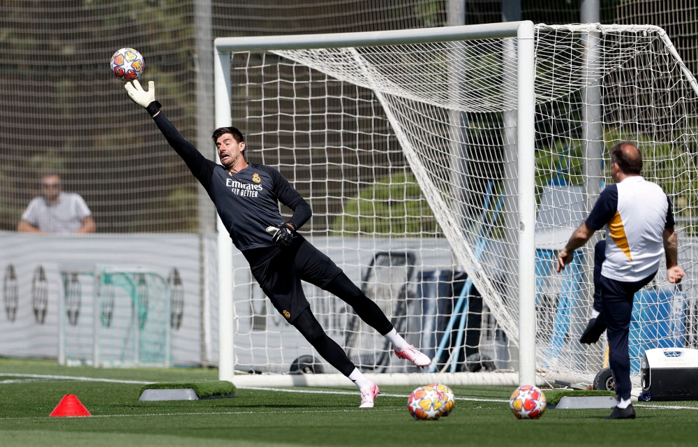 Real Madrid’s Thibaut Courtois during training at Ciudad Real Madrid, Valdebebas, Madrid, May 27, 2024. — Reuters pic 