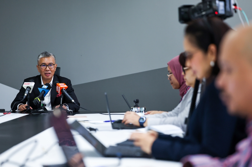 Investment, Trade and Industry Minister Datuk Seri Tengku Zafrul Abdul Aziz detailing the National Semiconductor Strategies at a media briefing held at Menara Pekeso in Kuala Lumpur, May 29, 2024. — Bernama pic 