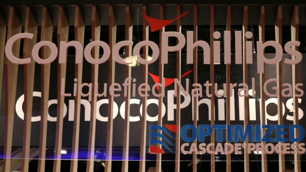 The logo of American oil and natural gas exploration and production company ConocoPhillips is seen during the LNG 2023 energy trade show in Vancouver, British Columbia, Canada, July 12, 2023. — Reuters pic