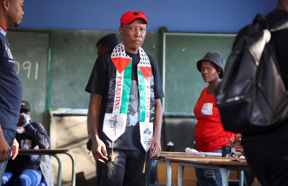 The prospect of the ANC co-opting Julius Malema (pictured) and his Economic Freedom Fighters (EFF) to stay in power after yesterday’s election strikes fear into investors and the white upper-middle class he rails against. — Reuters pic