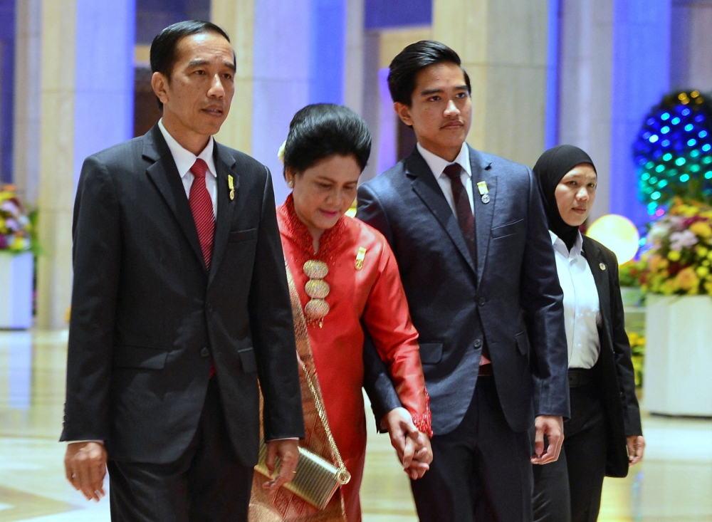 Indonesia's President Joko Widodo is seen with wife Iriana and son Kaesang Pangarep at Nurul Iman Palace in Bandar Seri Begawan, Brunei October 6, 2017. — Reuters file pic