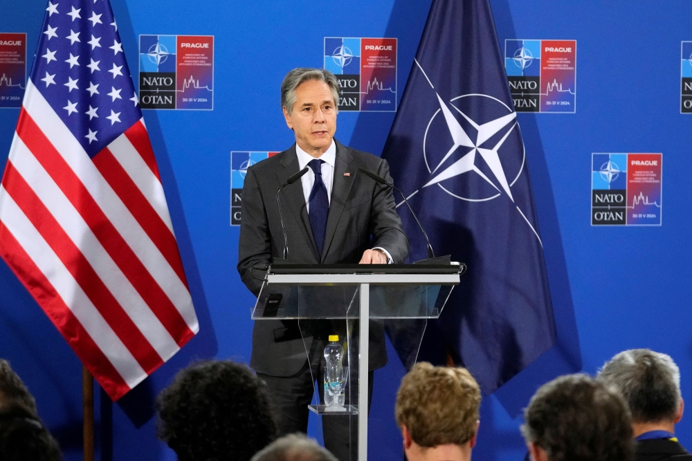 United States Secretary of State Antony Blinken speaks during a media conference after a meeting of Nato foreign ministers at the Czernin Palace, in Prague, Czech Republic, May 31, 2024. — Picture by Peter David Josek/Pool via Reuters
