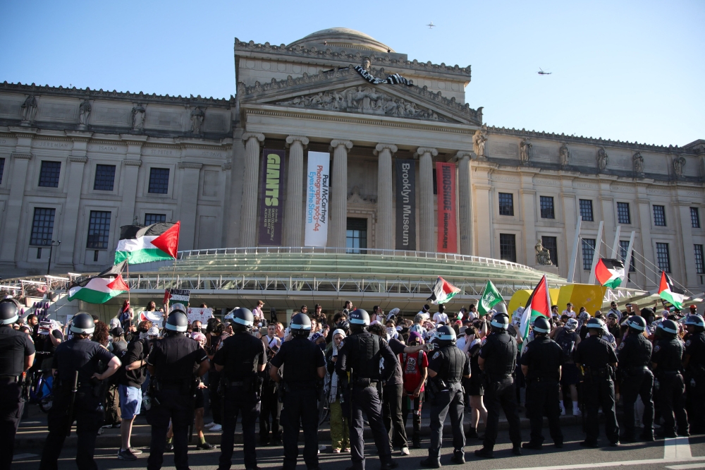 New York police arrested at least 22 people after pro-Palestinian protesters picketed New York’s Brooklyn Museum, charging some with offenses including assault, officers said yesterday, with the gallery reporting damage to artwork. — AFP pic