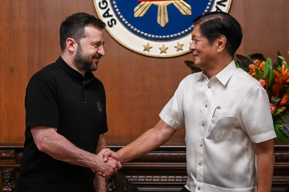 Ukrainian President Volodymyr Zelenskiy met Philippines President Ferdinand Marcos Jr in Manila today and thanked him for his support and clear position on Russia’s invasion of its territories. — Reuters pic