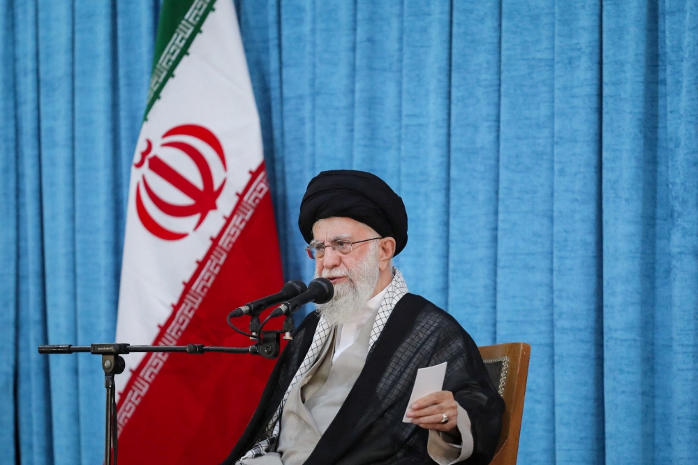 Iran’s supreme leader Ayatollah Ali Khamenei today praised Hamas’s unprecedented October 7 attack against Israel and predicted the ‘destruction’ of their common enemy. — Office of the Iranian Supreme Leader/Wana (West Asia News Agency) pic via Reuters 