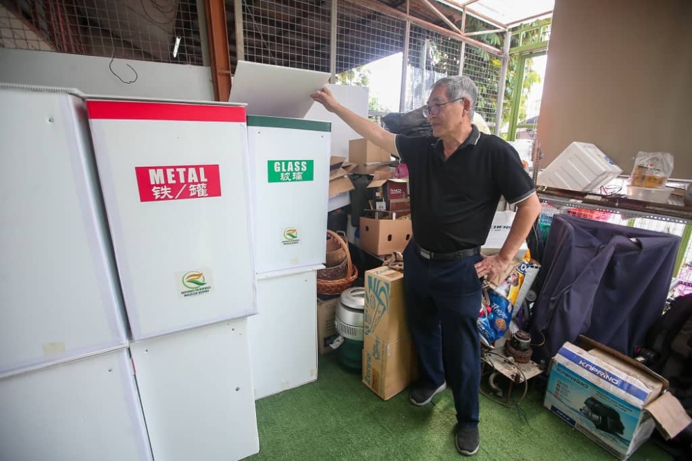 Koperasi Rejuvinasi Malaysia Berhad (Korem) also works with a primary school in Pasir Pinji to collect recyclables where the cooperative gave them four bins so the pupils can place their recyclables in it. — Picture by Farhan Najib
