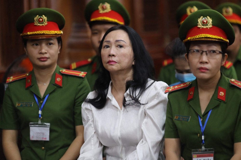 Vietnamese property tycoon Truong My Lan looks on at a court in Ho Chi Minh city on April 11, 2024. — AFP pic