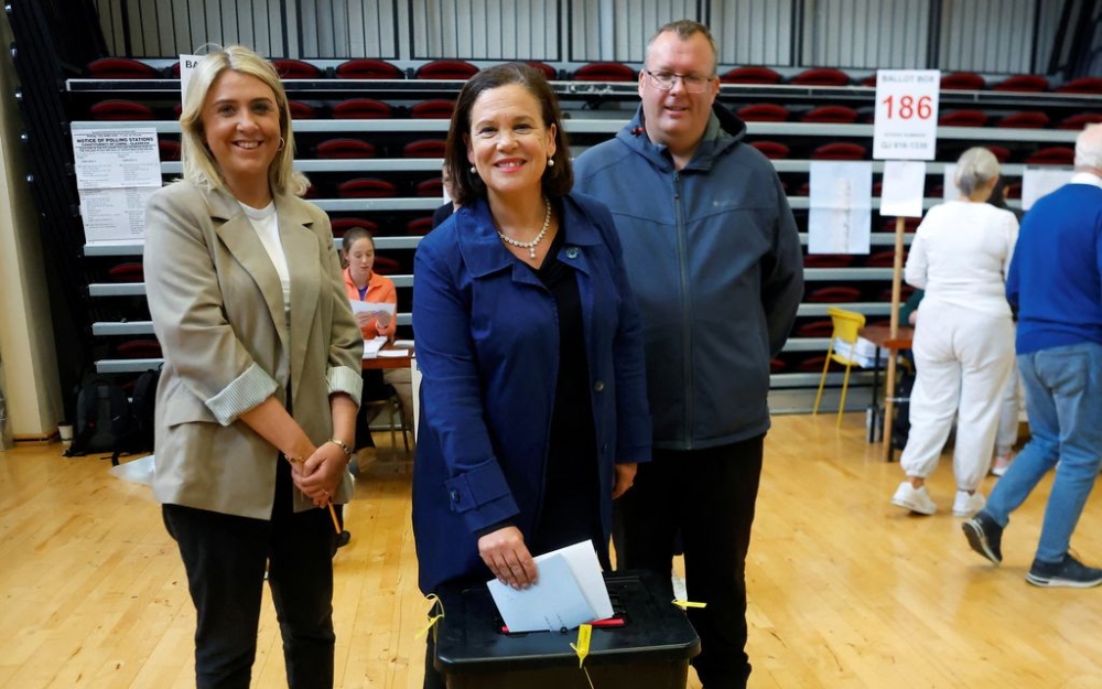Sinn Fein President Mary Lou McDonald casts her vote in the European Union’s parliamentary and Ireland’s local elections, in Dublin, Ireland, June 7, 2024. — Reuters pic