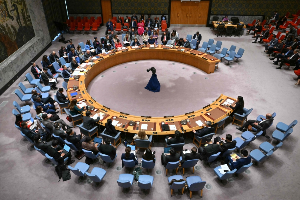 An overall view as the UN Security Council holds a meeting on the situation in the Middle East at UN headquarters on June 10, 2024 in New York. — AFP pic