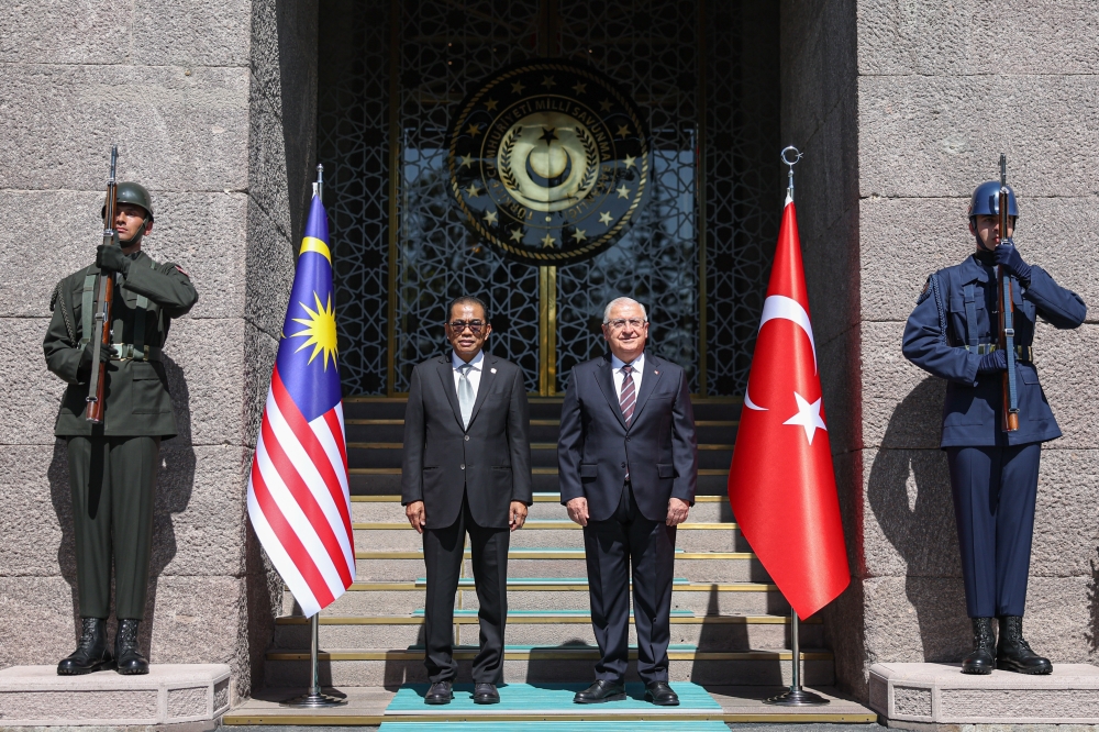 Defence Minister Datuk Seri Mohamed Khaled Nordin with his Turkish counterpart Yasar Guler during a courtesy visit held at the Ministry of National Defence Turkiye (MoND), June 11, 2024. — Bernama pic 
