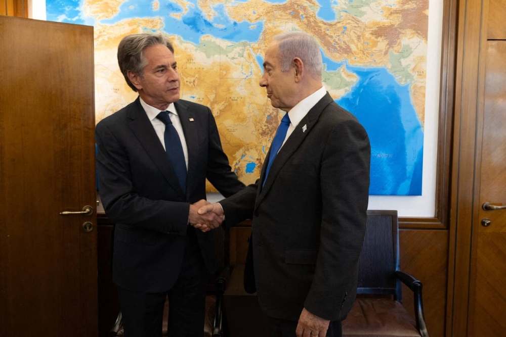 This handout photo released by the US State Department on June 10, 2024, shows US Secretary of State Antony Blinken (left) meeting with Israeli Prime Minister Benjamin Netanyahu in Jerusalem on June 10, 2024. — Chuck Kennedy/US State Department/AFP 
