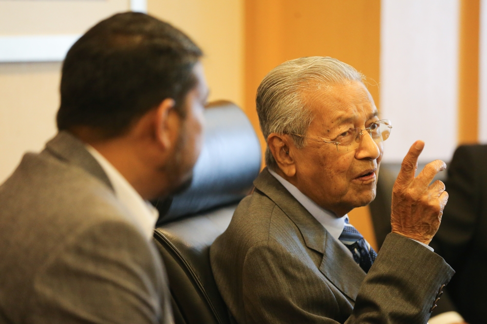 Rubbishing the law minister’s remarks, Tun Dr Mahathir Mohamad insisted that the decision was jointly made by his Cabinet at the time, which he claimed to have consulted before notifying the International Court of Justice (ICJ) on June 8, 2018 of the withdrawal. — Picture by Miera Zulyana