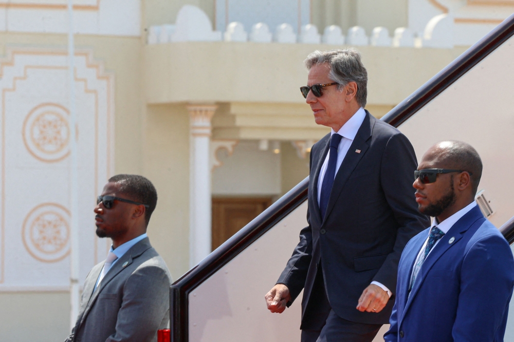 US Secretary of State Antony Blinken has touched down in Doha today. — AFP pic