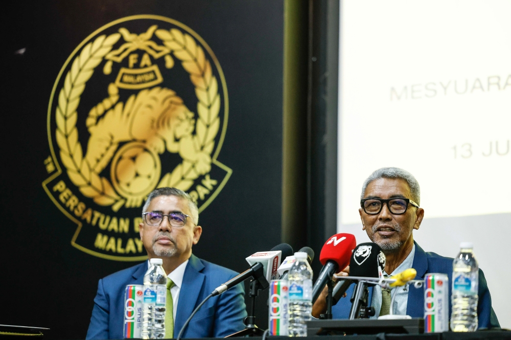 FAM deputy president Datuk Wira Yusoff Mahadi (right) said Harimau Malaya will also play friendly matches against Pot 1 and Pot 2 teams of the 2027 Asian Cup Qualifiers during the international match window this October. — Bernama pic  