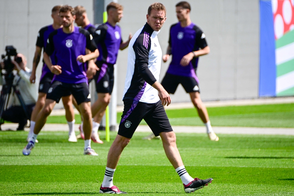 Germany’s head coach Julian Nagelsmann supervising a training session. — AFP pic