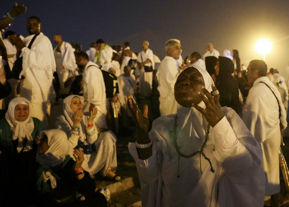 Muslim pilgrims gather at Mount of Mercy on the plain of Arafat during the annual Haj pilgrimage, outside the holy city of Mecca, Saudi Arabia, June 15, 2024. — Reuters pic