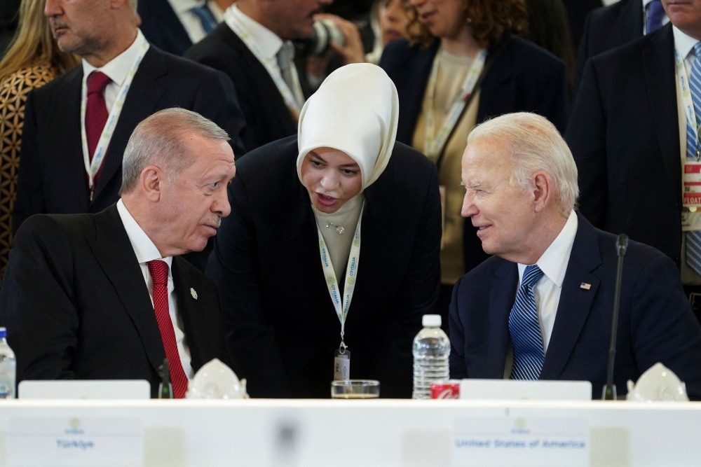 File photo of US President Joe Biden and Turkey’s President Recep Tayyip Erdogan attending the second day of the G7 summit in Borgo Egnazia, Italy June 14, 2024. — Reuters pic