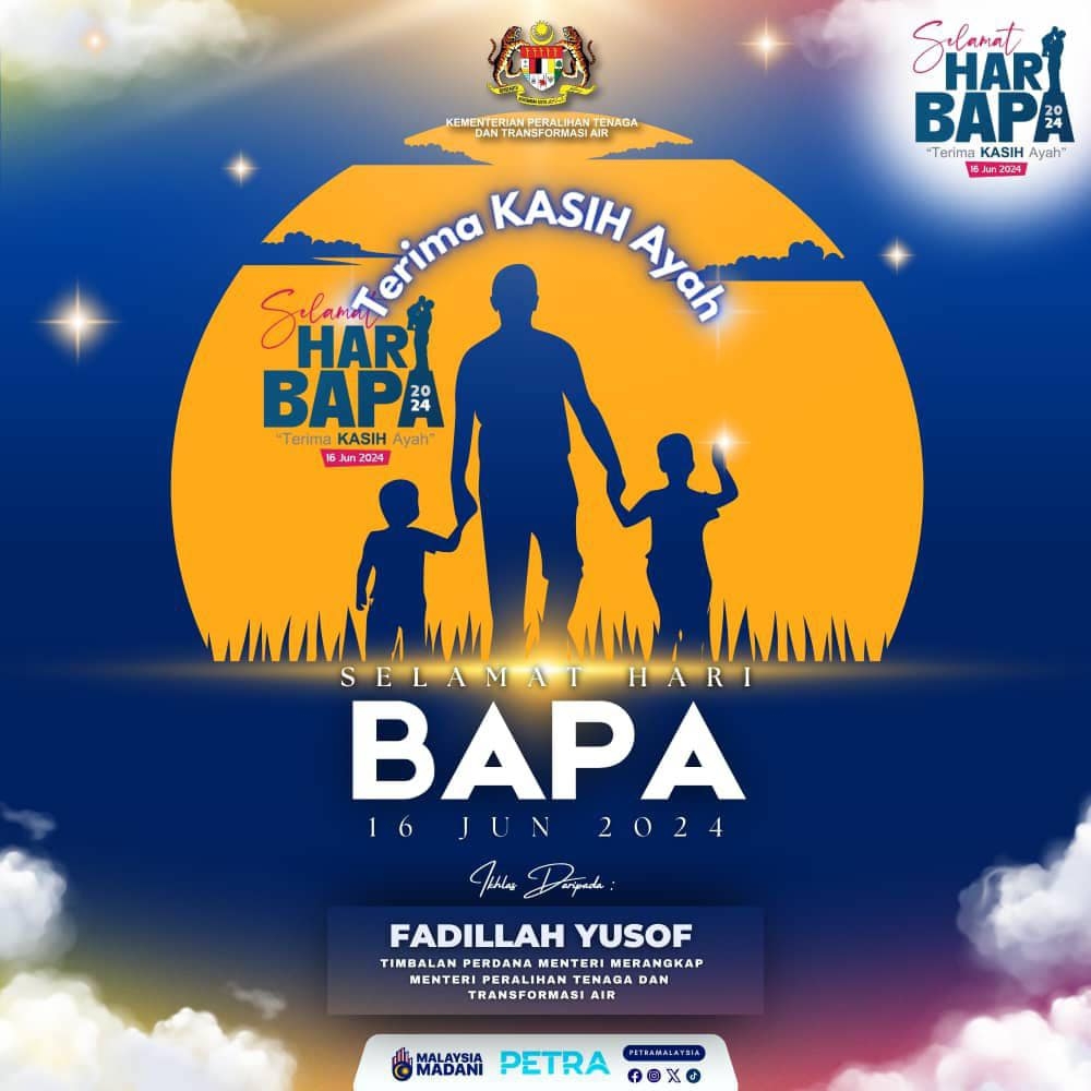  Deputy Prime Minister Datuk Seri Fadillah Yusof today wished all fathers a Happy Father’s Day on his Facebook page. — Picture courtesy of Facebook / Fadillah Yusof