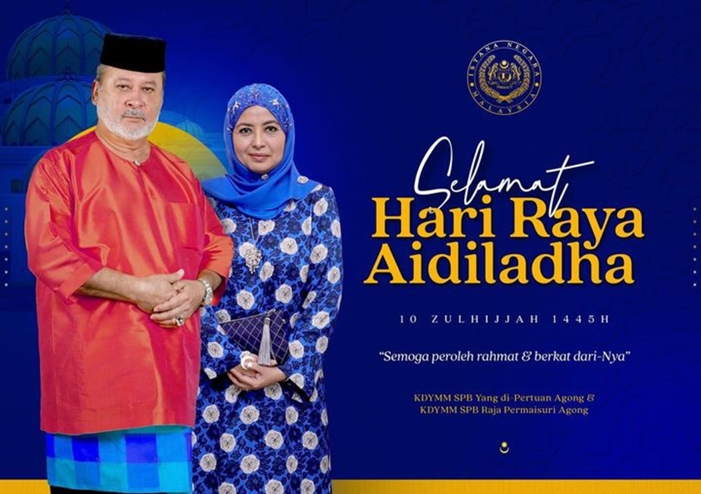 Their Majesties, Sultan Ibrahim, King of Malaysia and Raja Zarith Sofiah, Queen of Malaysia, extended their Hari Raya Aidiladha greetings to all Muslims in the country. — Picture via Facebook/Sultan Ibrahim Sultan Iskandar 