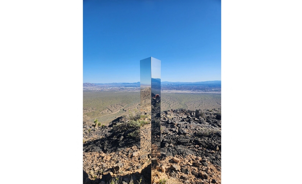 In this June 17, 2024, photo courtesy of the Las Vegas Police Department, shows a monolith installation near Gass Peak north of Las Vegas, Nevada. — Handout / Las Vegas Police Department / AFP pic