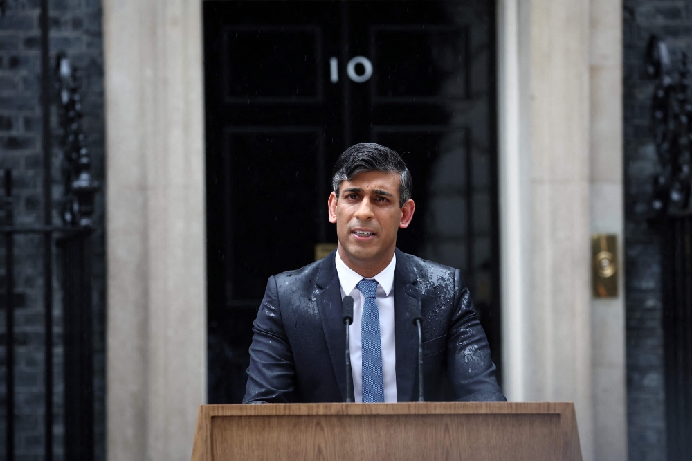 Rishi Sunak previously said it was ‘very disappointing’ that one of his closest aides and the current Conservative candidate for Montgomeryshire and Glyndwr in Wales, Craig Williams, had allegedly placed a bet on the date of the general election. — AFP pic