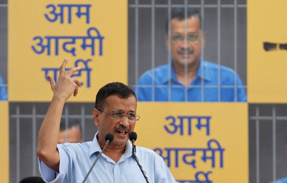 Delhi Chief Minister Arvind Kejriwal addresses supporters and members of the Aam Aadmi Party (AAP) at the party's headquarters in New Delhi, India, June 2, 2024. — Reuters file pic