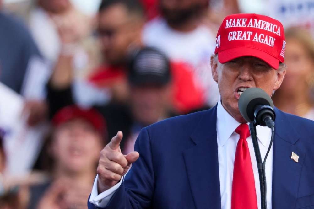 Former US President and Republican presidential candidate Donald Trump speaks during a campaign event, in Racine, Wisconsin June 18, 2024. — Reuters pic