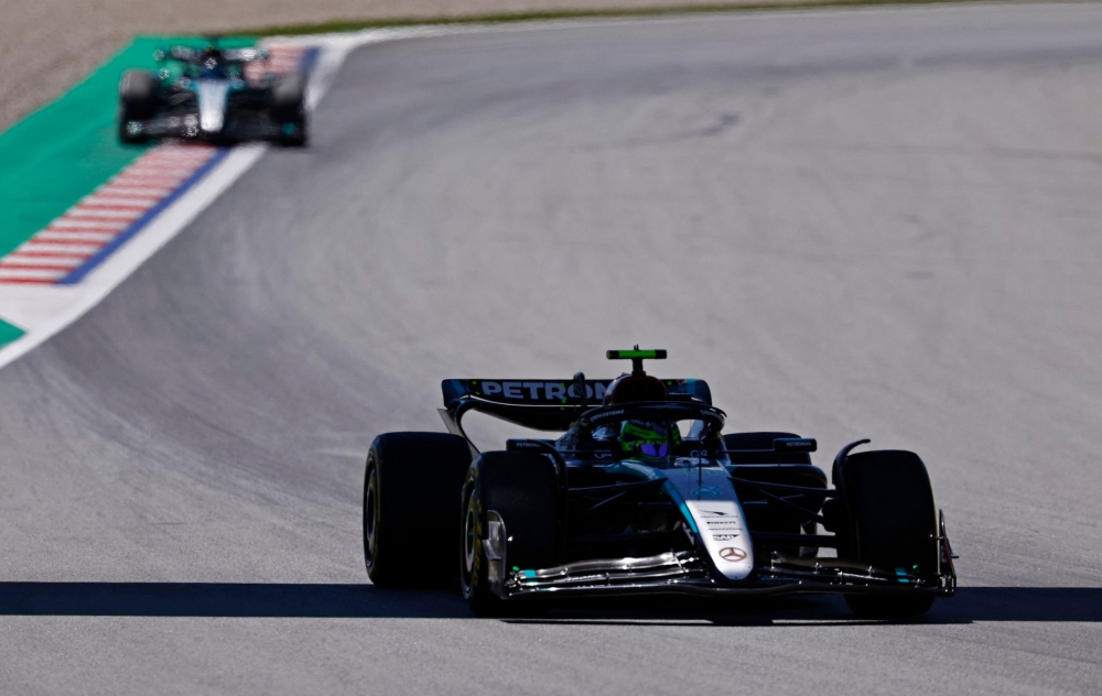 Mercedes’ Lewis Hamilton during practice at the Circuit de Barcelona-Catalunya, Barcelona, June 21, 2024. — Reuters  pic 