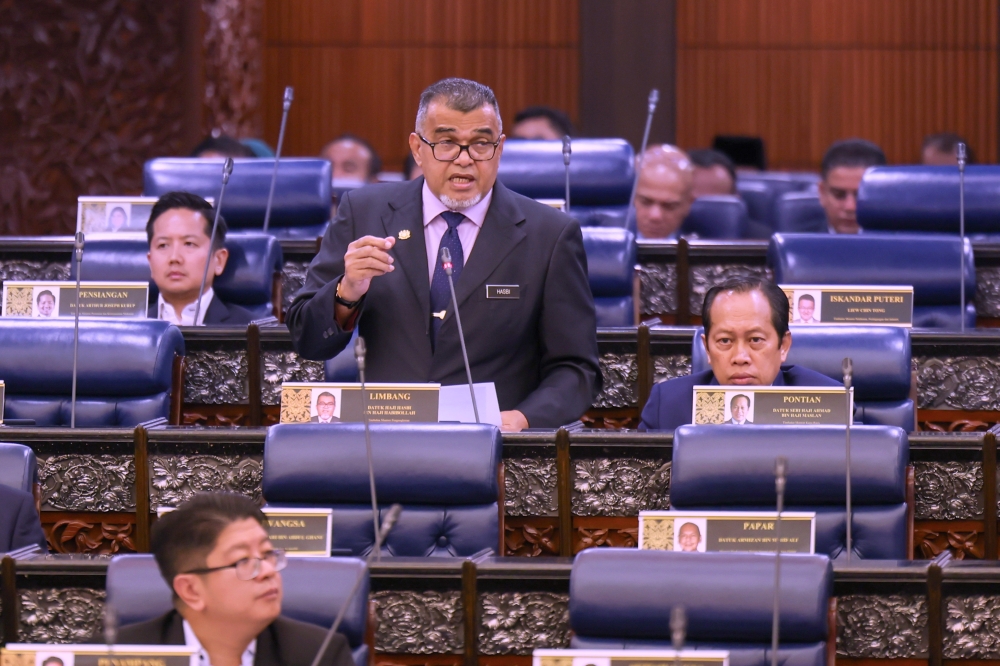  Deputy Transport Minister Datuk Hasbi Habibollah speaks at the Parliament in Kuala Lumpur June 24, 2024. — Bernama pic