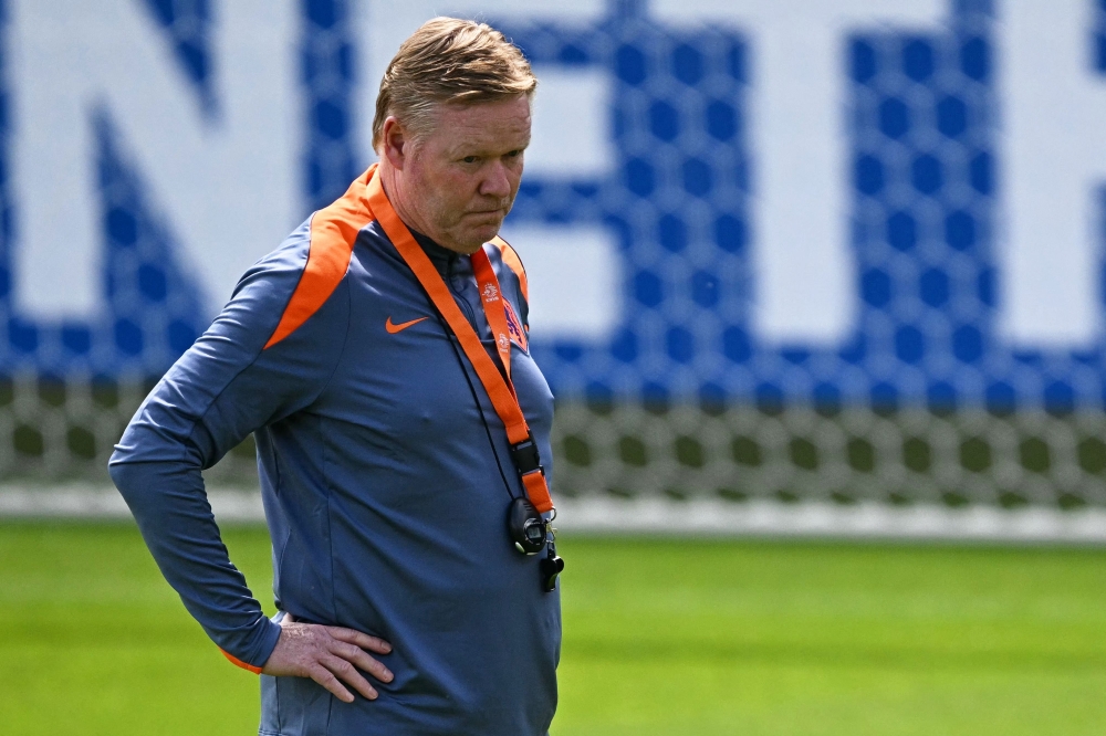 Netherlands' head coach Ronald Koeman leads an MD-1 training session in at the team base camp in Wolfsburg June 20, 2024. — AFP pic