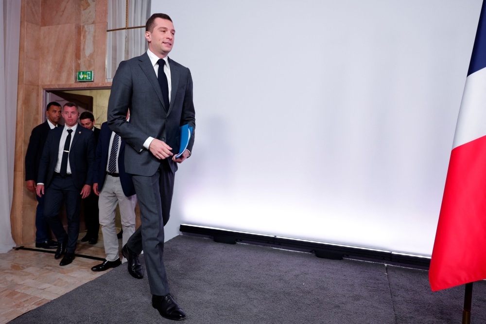 Jordan Bardella, credited with helping the RN clean up its extremist image, has urged voters to give the eurosceptic party an outright majority to allow it implement its anti-immigration, law-and-order programme. — Reuters pic