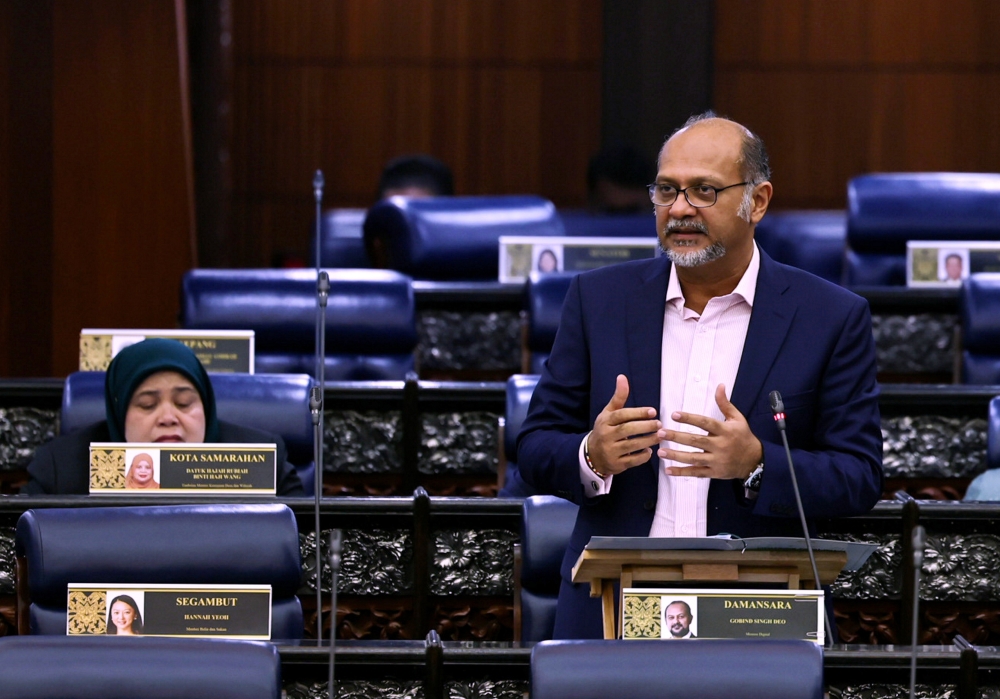 Digital Minister Gobind Singh Deo during a question and answer session in the Dewan Rakyat today. — Bernama pic