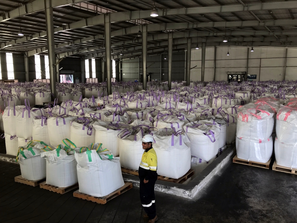 The products produced by the Lynas Malaysia Sdn Bhd factory are ready for export during a Bernama's survey. — Bernama pic